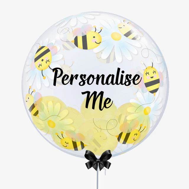 Personalised Bees and Daisies Bubble Balloon - Eternity Party Express