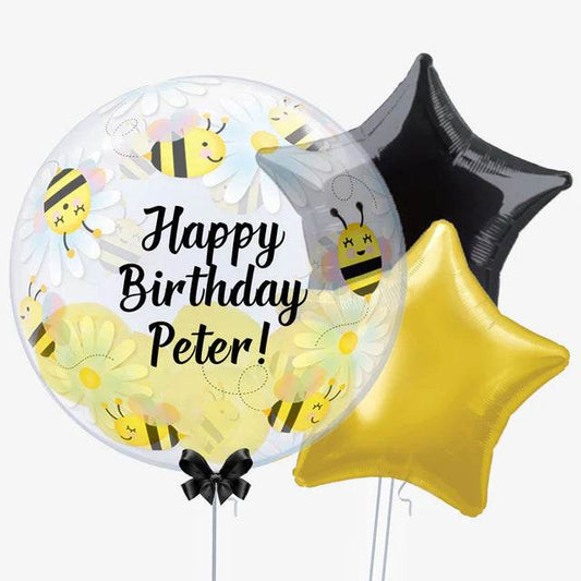 Personalised Bees and Daisies Bubble Balloon - Eternity Party Express