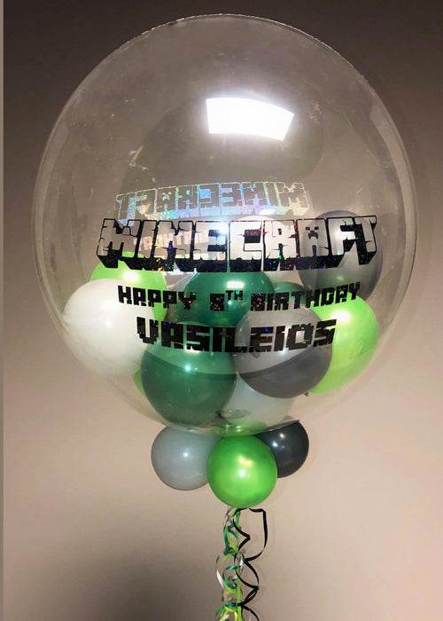Personalised Minecraft Mini Balloon Filled Bubble Balloon - Eternity Party Express