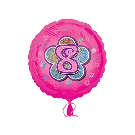Age 8 Pink Flower Foil Balloon