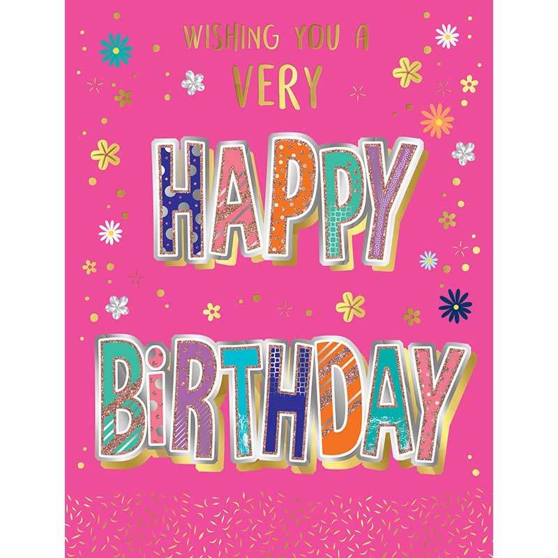 Pink Happy Birthday Greeting Card - Eternity Party Express