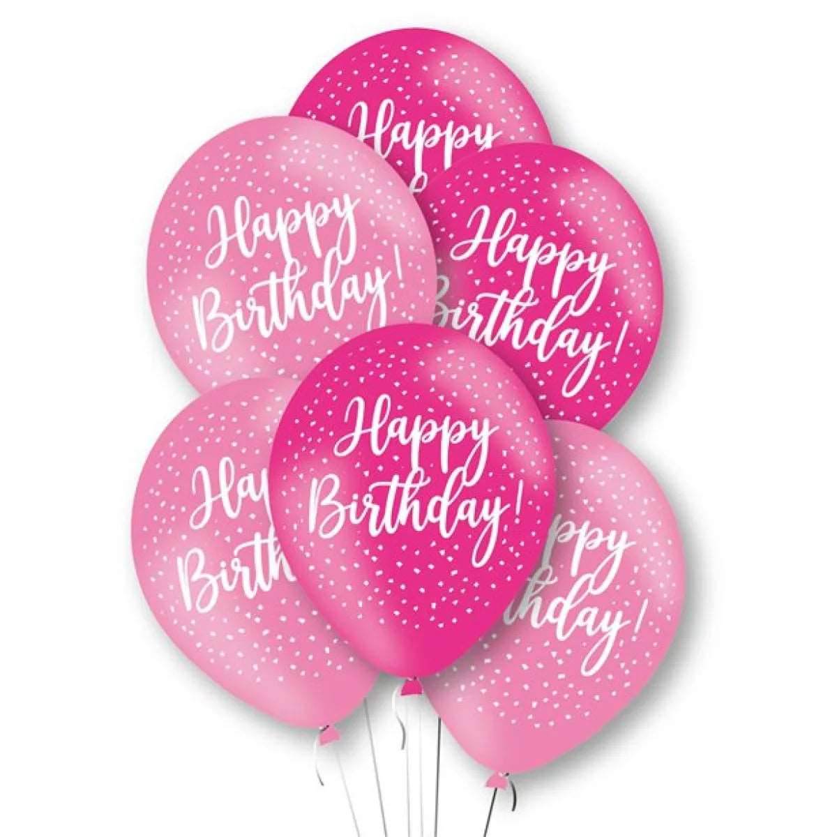 Happy Birthday Light Pink & Hot Pink Latex Balloons - Eternity Party Express