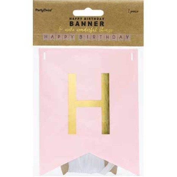 Pink Letter Happy Birthday Banner - Eternity Party Express
