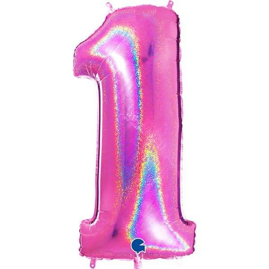 Pink Holographic Glitter Numbers - Eternity Party Express