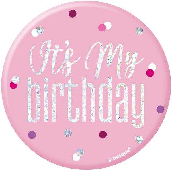 It's My Birthday Pink Sparkling Badge - Eternity Party Express