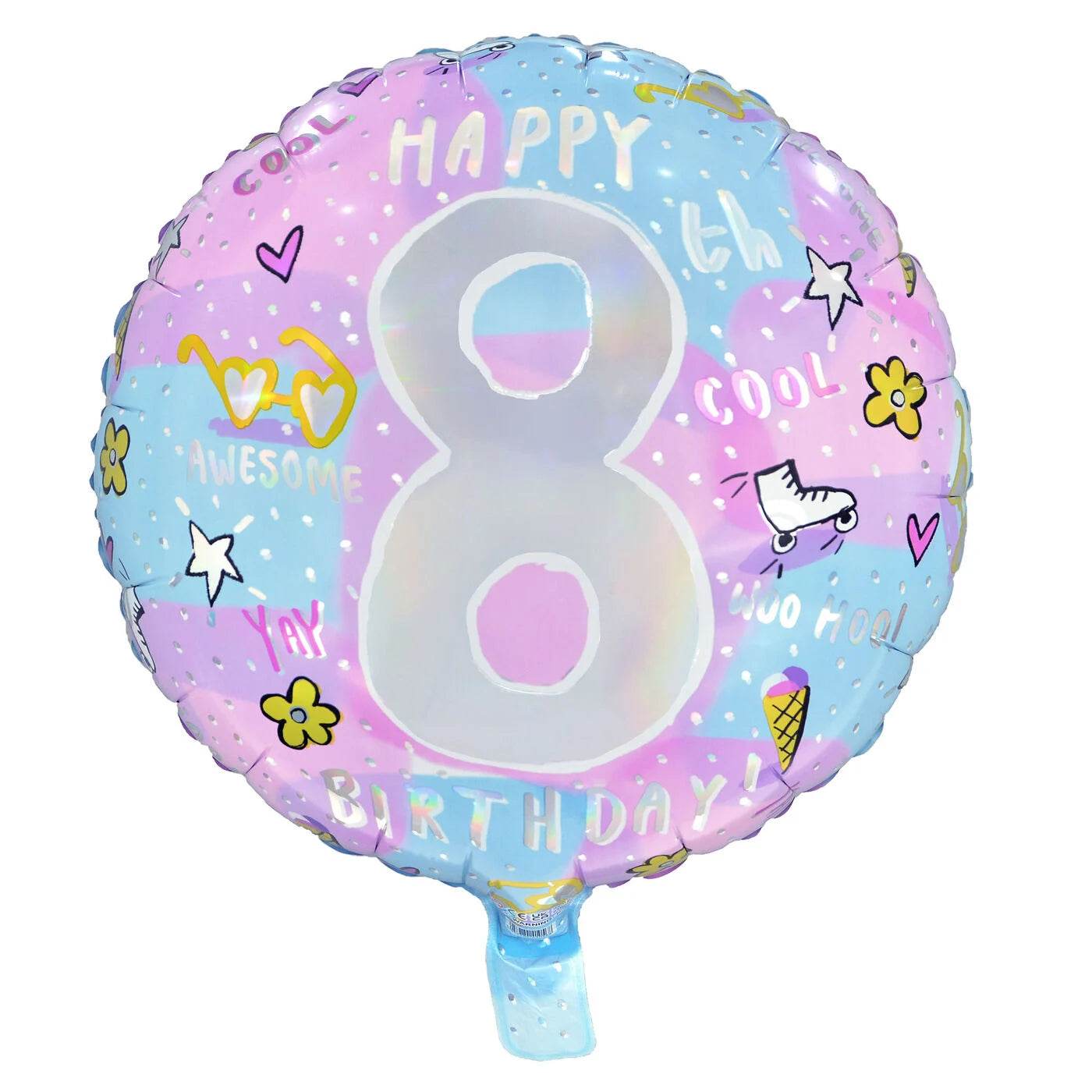 Pink & Blue 8th Birthday Foil Balloon - Eternity Party Express
