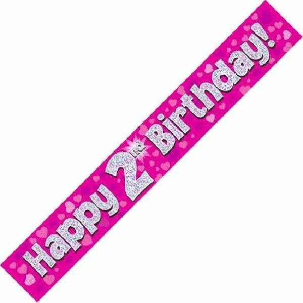 Pink Holographic 2nd Birthday Banner - Eternity Party Express
