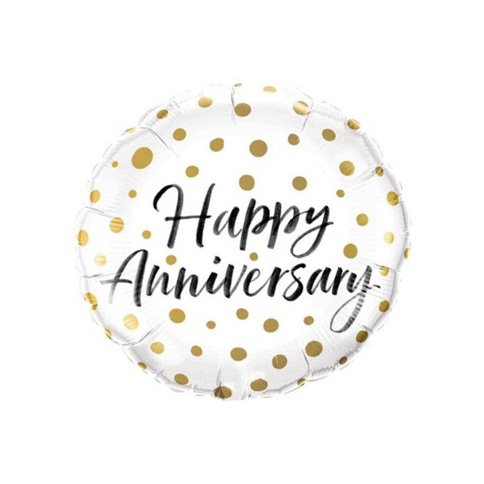 Happy Anniversary Gold Dots Foil Balloon - Eternity Party Express