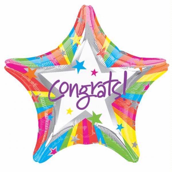 Rainbow Star Congrats Foil Balloon - Eternity Party Express
