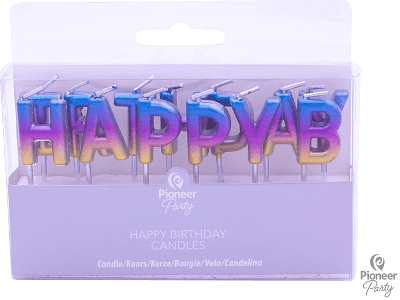 Rainbow Ombré Happy Birthday Pick Stick Candles - Eternity Party Express