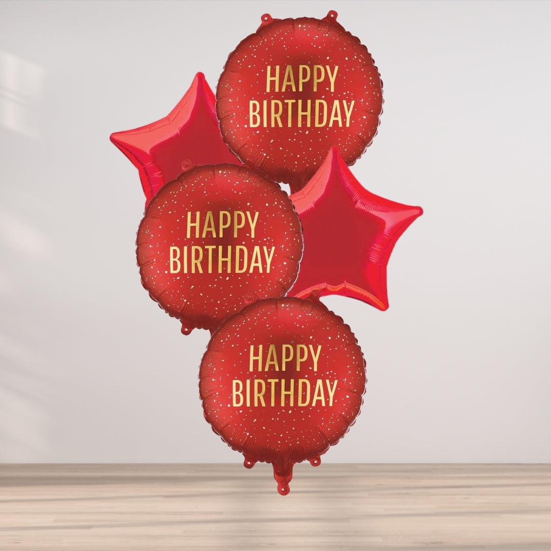 Red And Gold Happy Birthday Foil