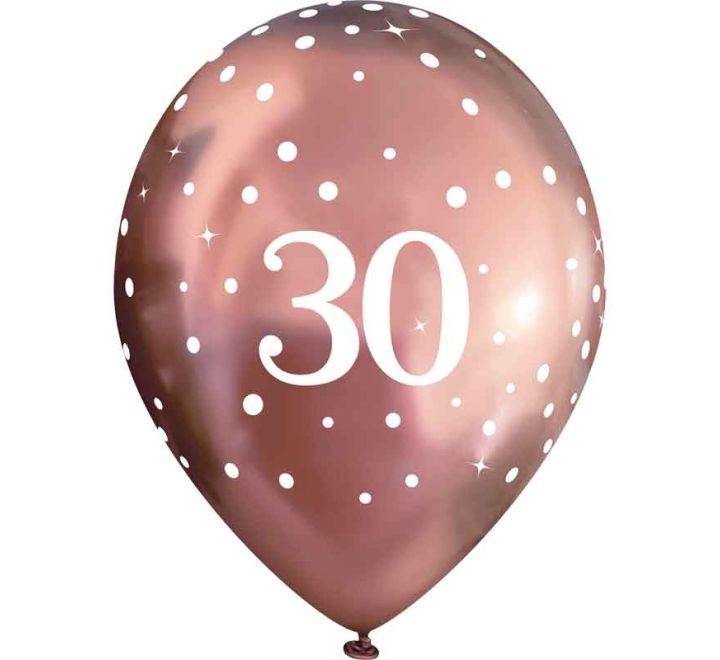 Latex Balloons Dots Metallic Rose Gold Age 30th - Eternity Party Express