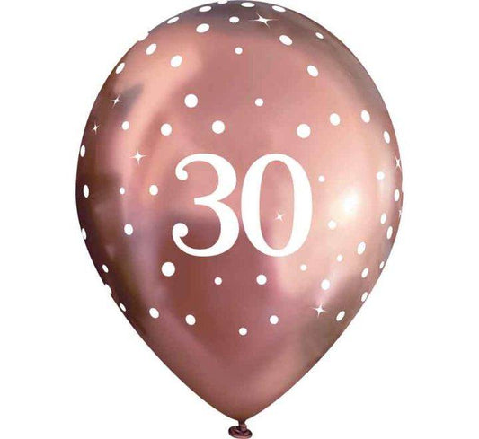 Latex Balloons Dots Metallic Rose Gold Age 30th - Eternity Party Express