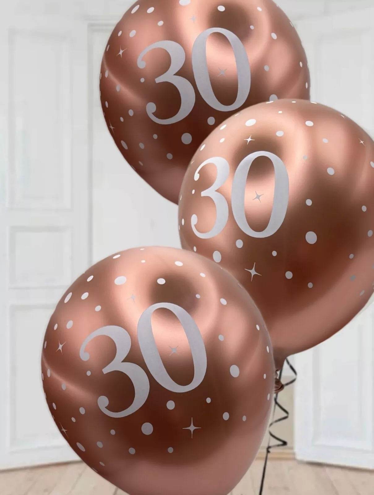 Latex Balloons Dots Metallic Rose Gold Age 30th - Eternity Party Express