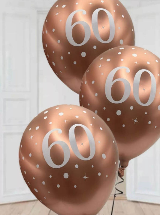 Latex Balloons Dots Metallic Rose Gold Age 60th - Eternity Party Express