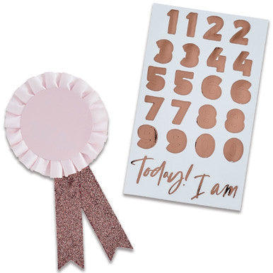 Rose Gold Glitter Milestone Birthday Badge