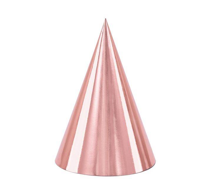 Rose Gold Metallic Cone Hats - Eternity Party Express