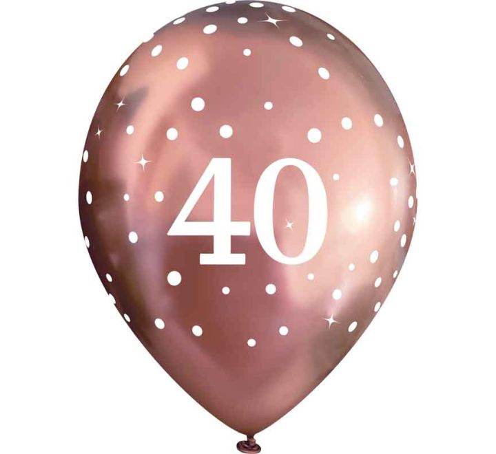 Latex Balloons Dots Metallic Rose Gold Age 40th - Eternity Party Express