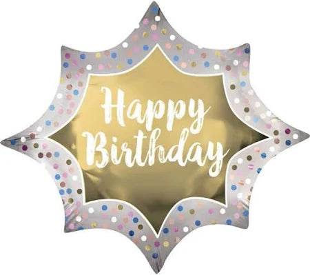 Satin Happy Birthday Supershape Balloon - Eternity Party Express