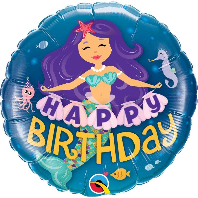 Smiling Mermaid Happy Birthday Foil Balloon - Eternity Party Express