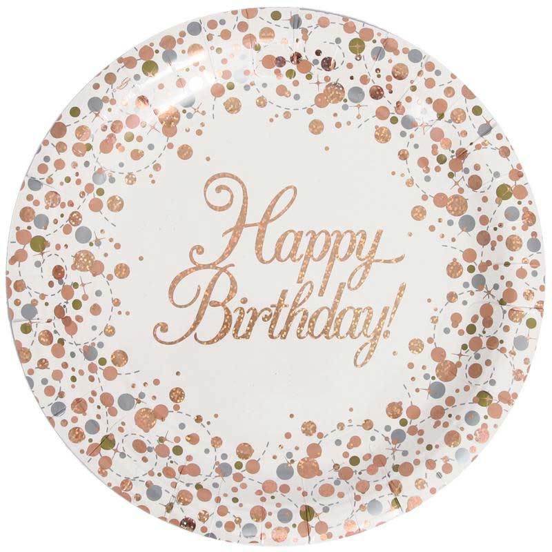 Sparkling Fizz Rose Gold Happy Birthday Foil Balloon - Eternity Party Express