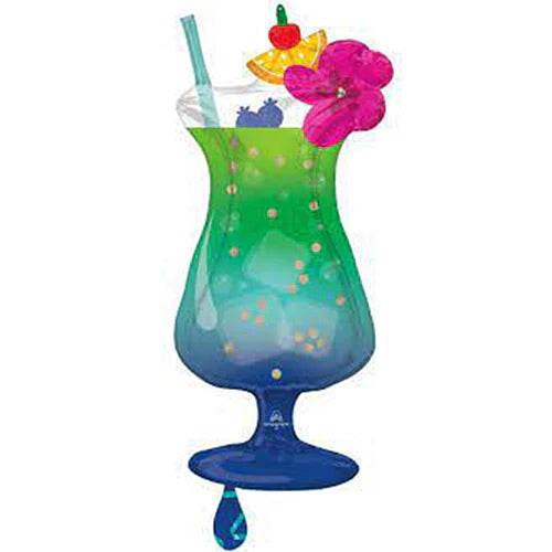 Tropical Blue Hawaiian Drink Shape Foil Balloon - Eternity Party Express