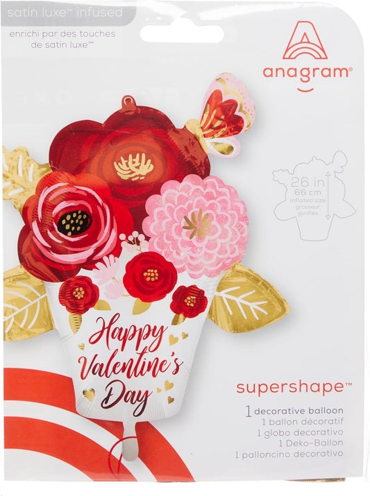Valentine's Day Painted Flowers SuperShape Foil Balloon
