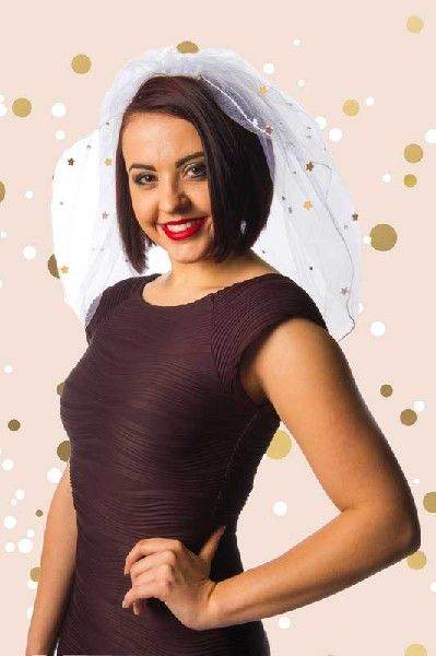 Hen Night Veil with Rose Gold Stars & Diamante - Eternity Party Express