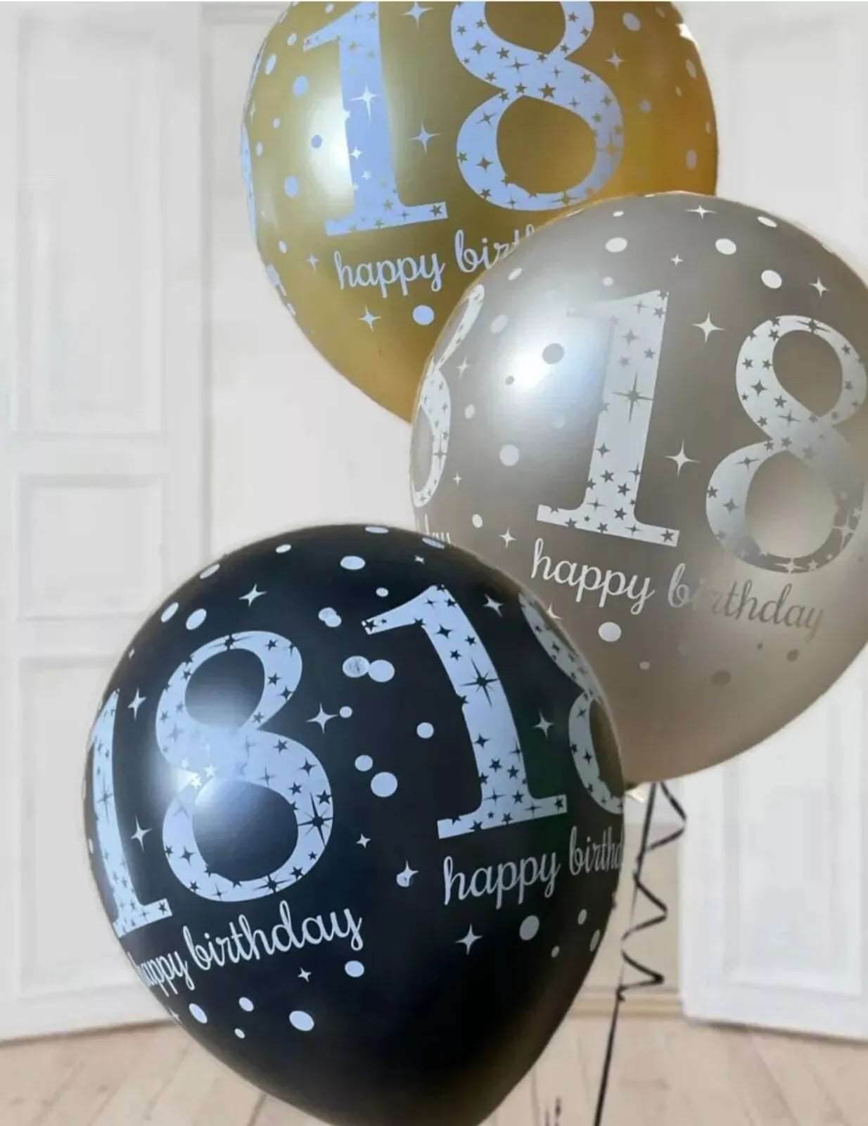 Gold Celebration Age 18th Birthday Latex Balloons - Eternity Party Express