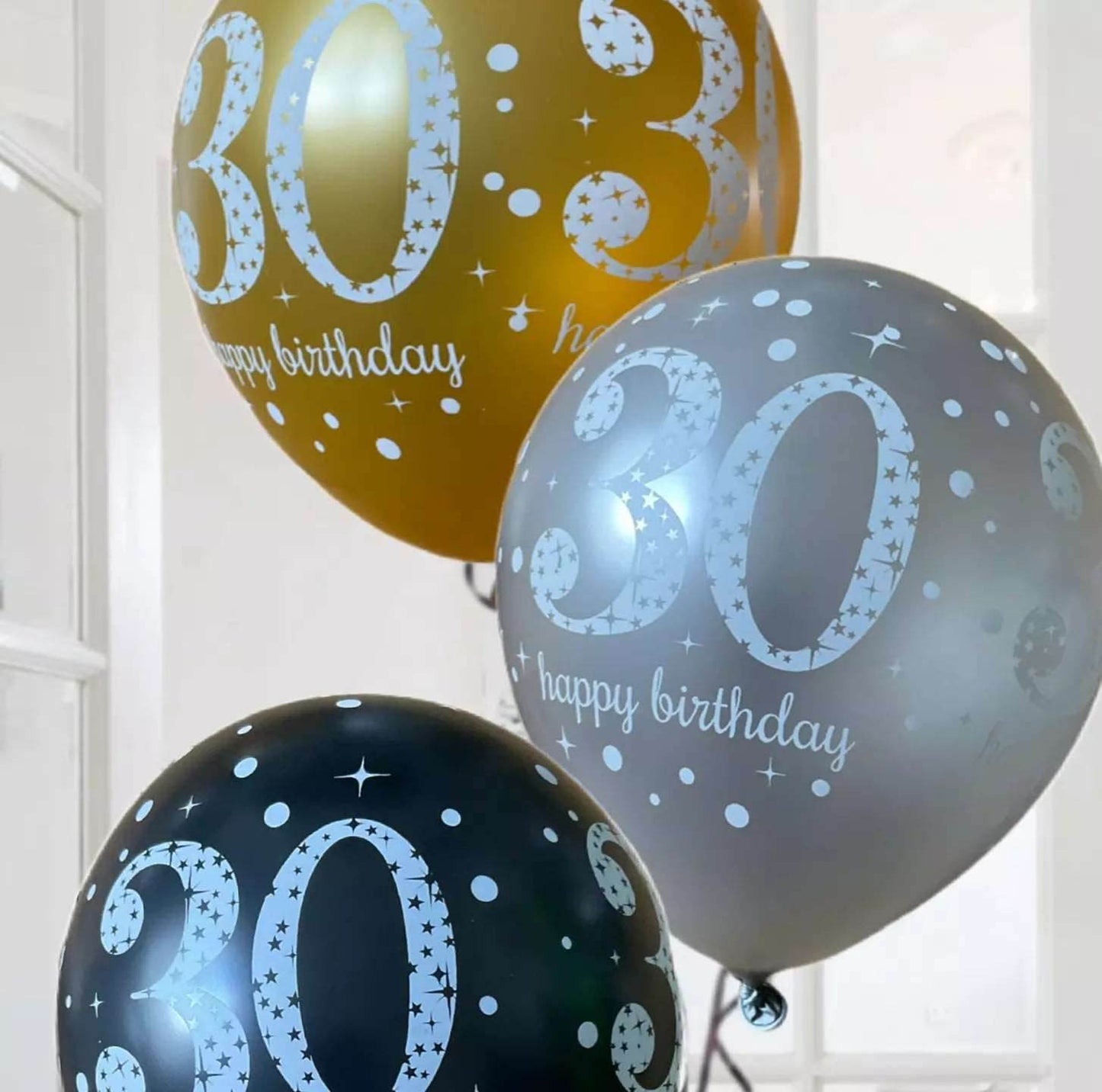 Gold Celebration Age 30th Birthday Latex Balloons - Eternity Party Express