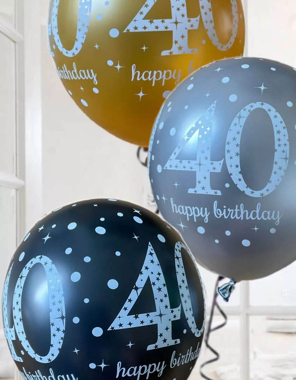 Gold Celebration Age 40th Birthday Latex Balloons - Eternity Party Express