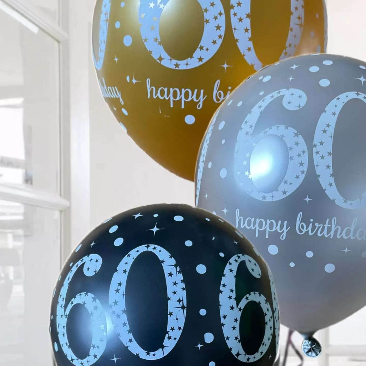 Gold Celebration Age 60th Birthday Latex Balloons - Eternity Party Express