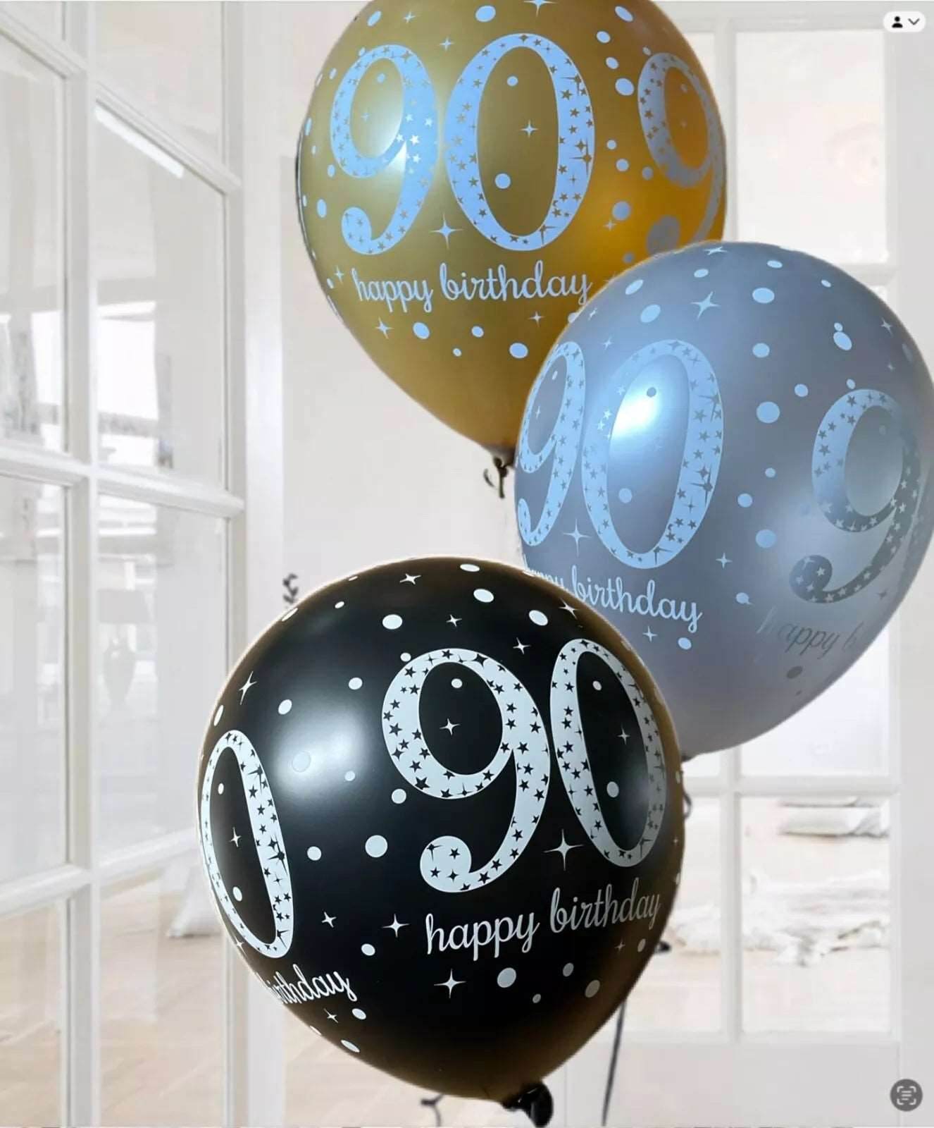 Gold Celebration Age 90th Birthday Latex Balloons - Eternity Party Express