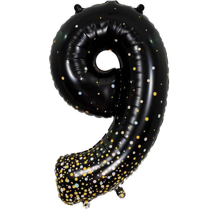 Sparkling Fizz Holographic black gold Giant Helium Numbers - Eternity Party Express