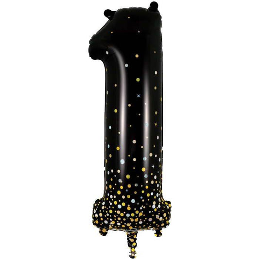 Black Gold Giant Helium Numbers - Sparkling Fizz Holographic Balloons