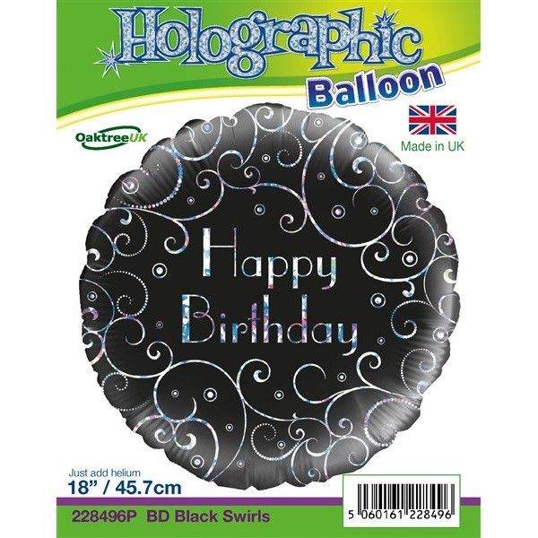 Black Swirls Birthday Foil Balloon - Eternity Party Express