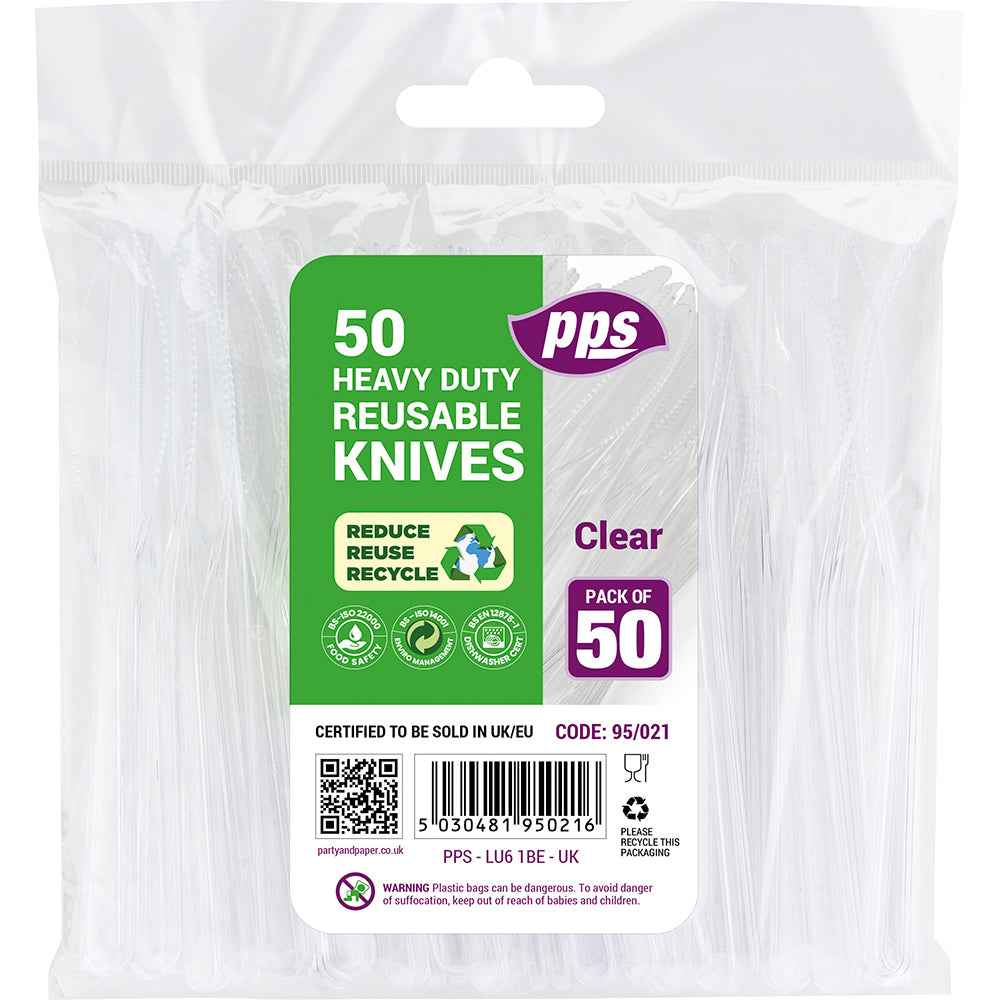 Cutlery Heavy Duty Plastic Knives Clear - Durable & Elegant