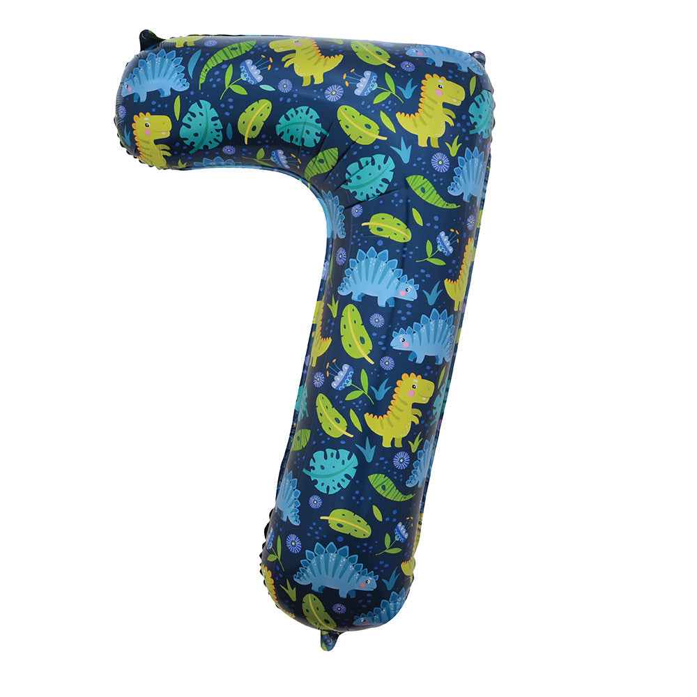 Dinosaur Number 7 Foil Balloon - Perfect for Party Decorations