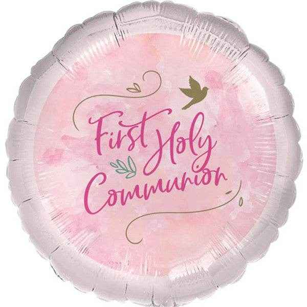 First Holy Communion Pink Foil Balloon