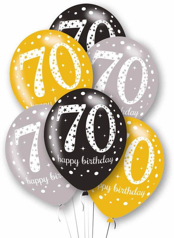 Gold Celebration Age 70th Birthday Latex Balloons - Eternity Party Express