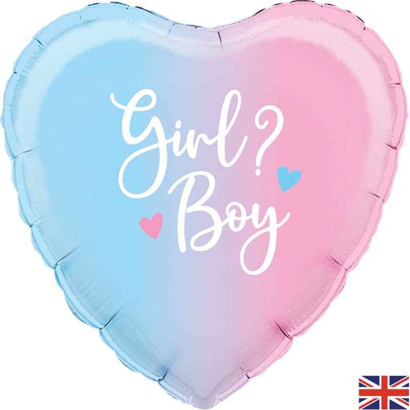 Gender Reveal Ombre Holographic Heart Foil Balloon