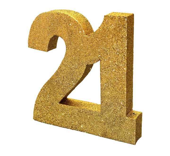 Gold Glitter 21 Birthday Table Centrepiece