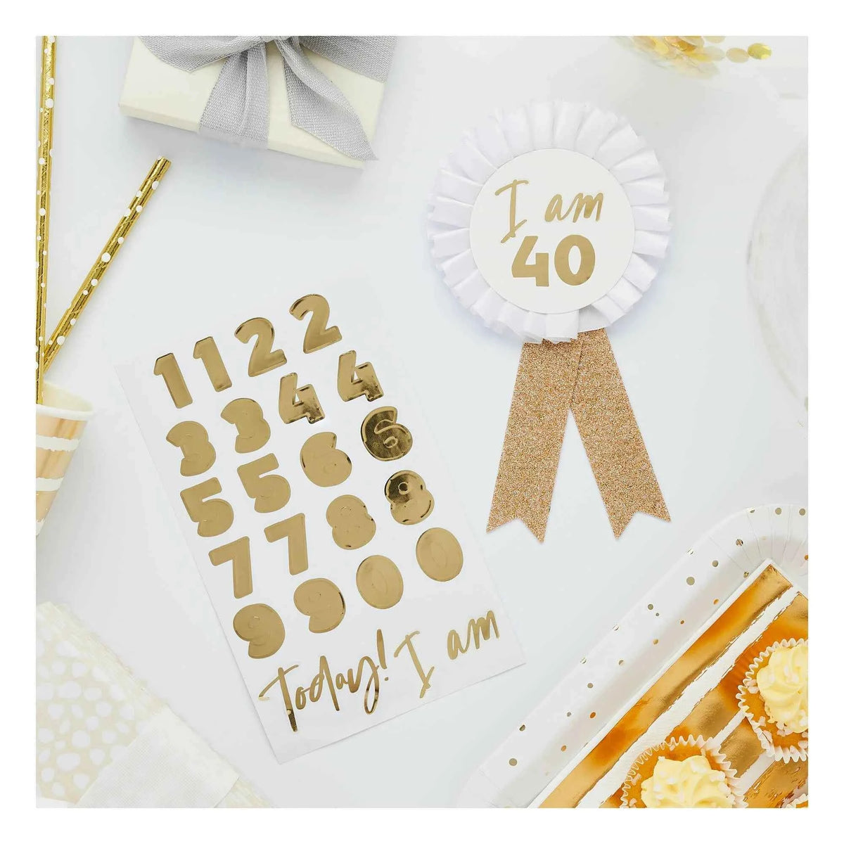 Gold Glitter Milestone Birthday Badge - Celebrate in Style!