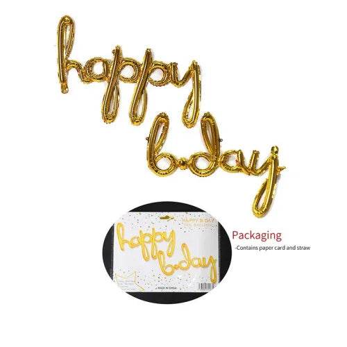 happy b.day Script Phrase Gold - Eternity Party Express