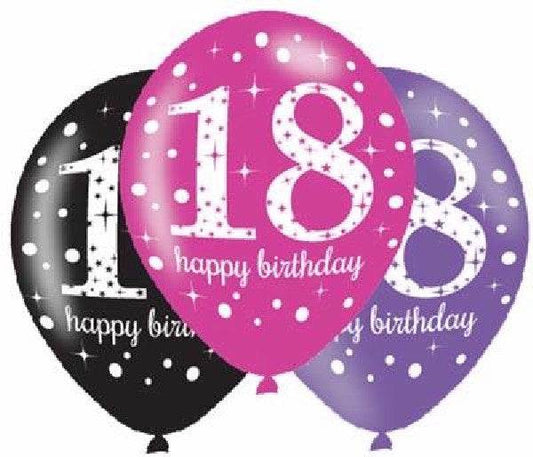Pink Celebration Age 18th Birthday Latex Balloons - Eternity Party Express