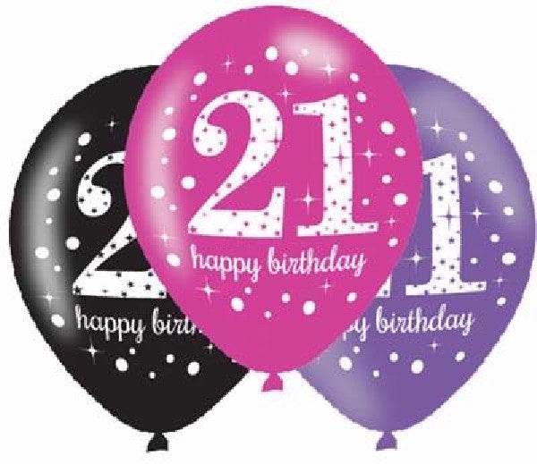 Pink Celebration Age 21st Birthday Latex Balloons - Eternity Party Express