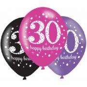 Pink Celebration Age 30th Birthday Latex Balloons - Eternity Party Express