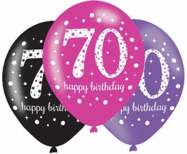 Pink Celebration Age 70th Birthday Latex Balloons - Eternity Party Express