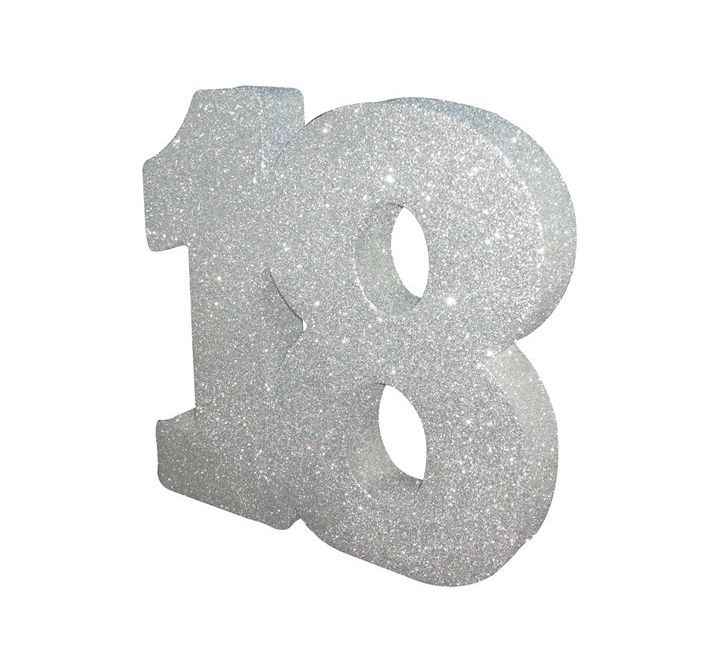 Silver Glitter 18 Birthday Table Centrepiece - Elevate Your Celebration