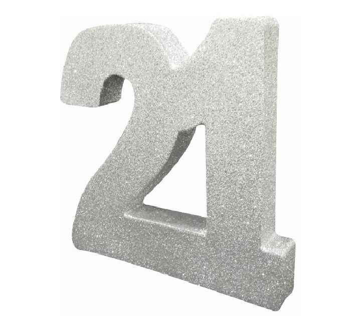 Silver Glitter 21 Birthday Table Centrepiece for Elegant Celebrations